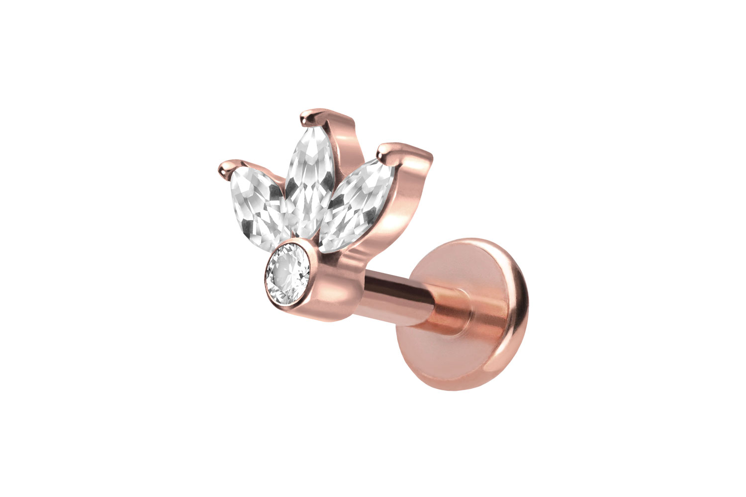Titan Labret Piercing mit Push Fit LOTUSBLÜTE